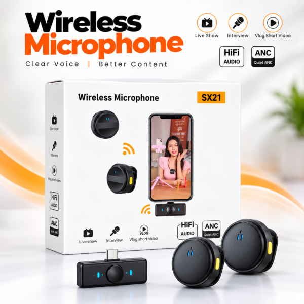 SX21-New 2-in-1 Wireless Lavalier Microphone